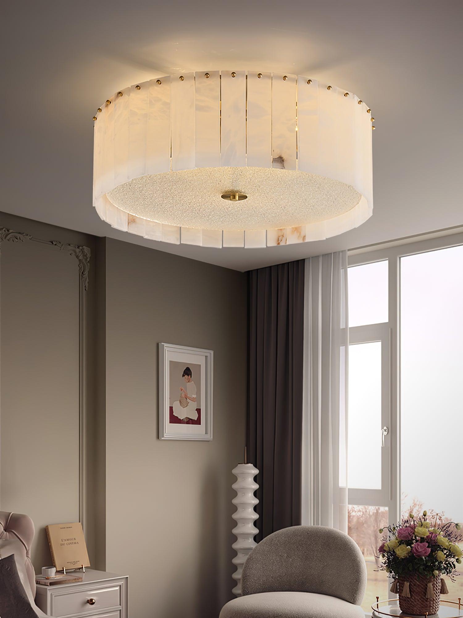 Elysian Alabaster Ceiling Lamp - ∅ 23.6″ x H 9.25″ / Dia 60cm x H 23.5cmBrass & WhiteBlushlighting