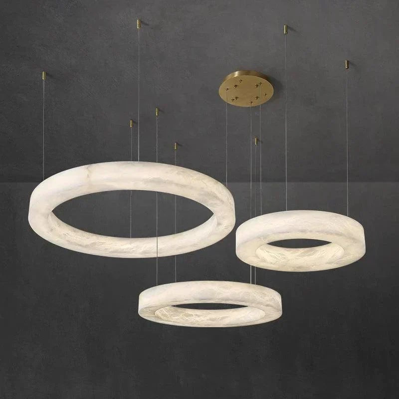 Emerald Real Alabaster Ring Chandelier, Modern Circular Chandelier - 19.7" DBlushlighting