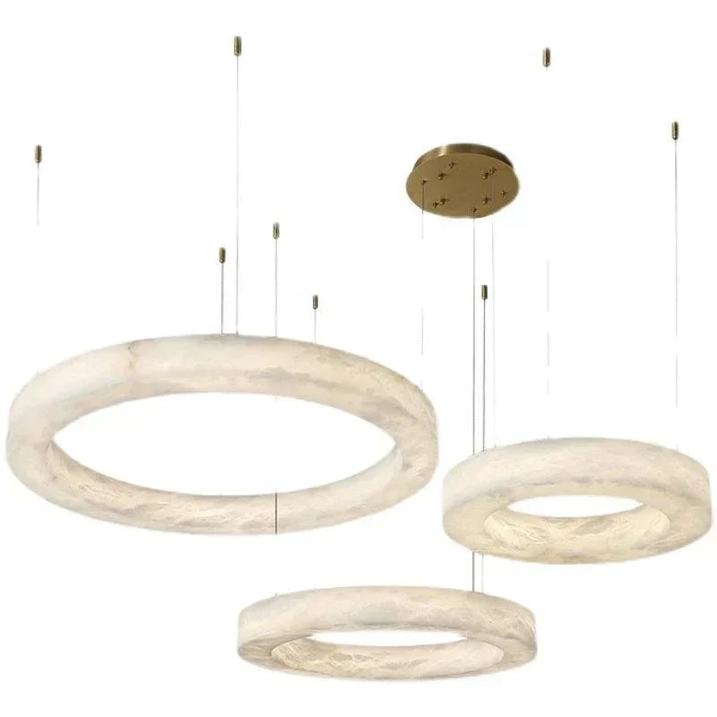 Emerald Real Alabaster Ring Chandelier, Modern Circular Chandelier Chandelier Kevin Studio Inc   