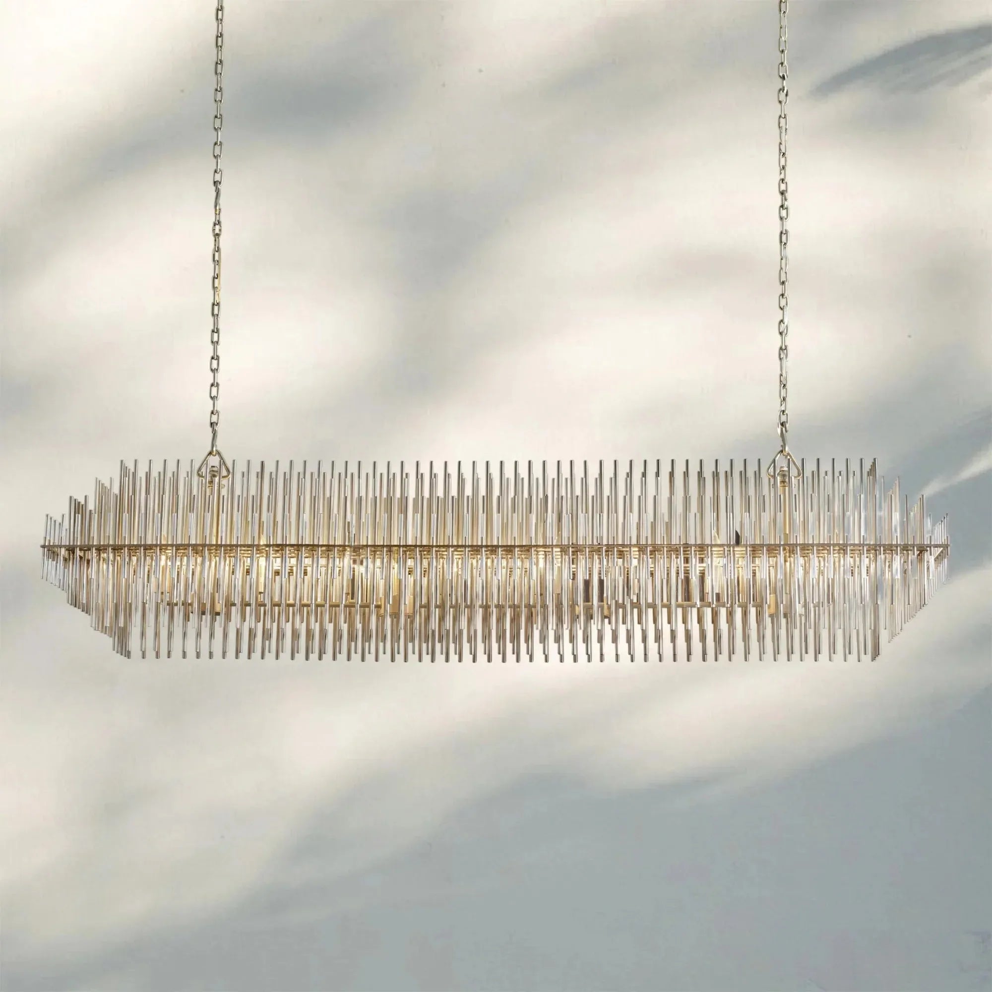 Emila Sculpture Brass Linear Chandelier 54″-