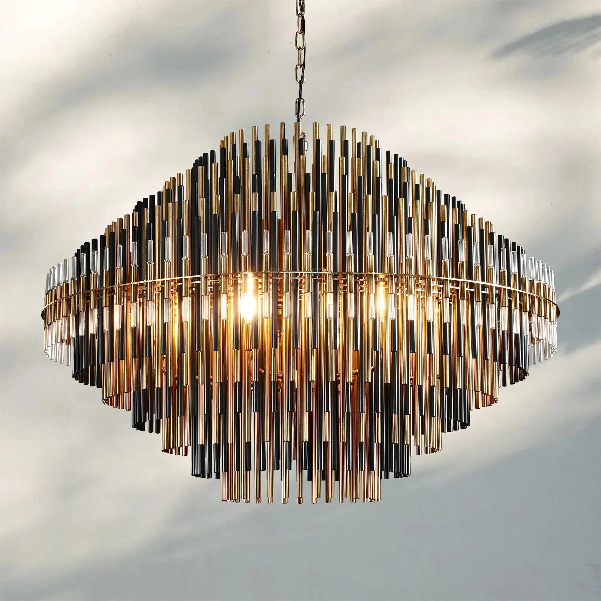 Emila Sculpture Brass Round Chandelier 24" 32" 42"-42''-Burnished Brass-