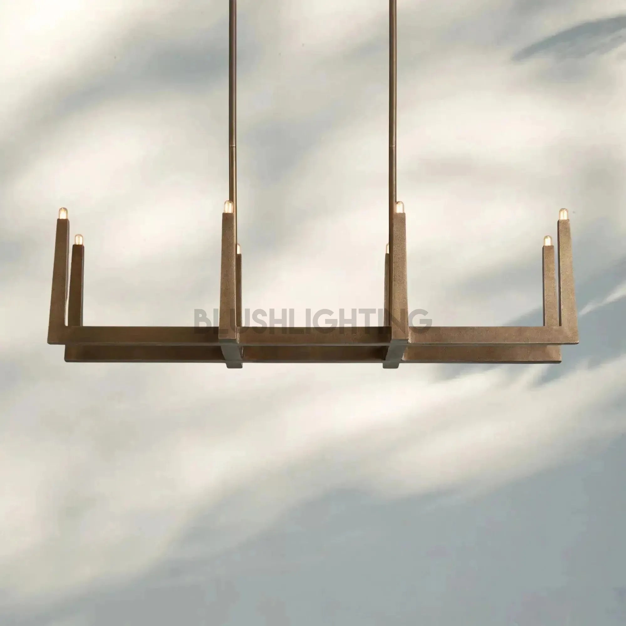 Emmet Linear Chandelier 48" 60" 72" - 48" W x 17.5" D x 11.5" HBrassBlushlighting