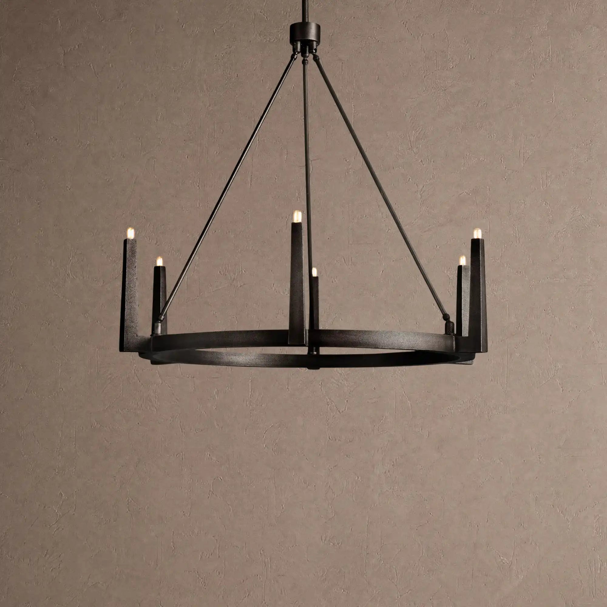 Emmet Round Chandelier - 54"BlackBlushlighting