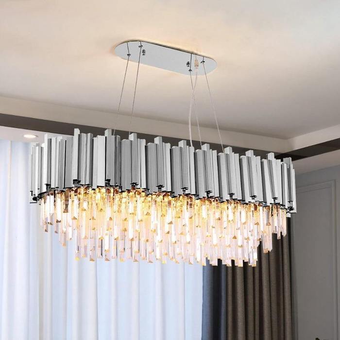 Enoch Crystal Dining Room Chandelier Chorme - 47"LChormeBlushlighting
