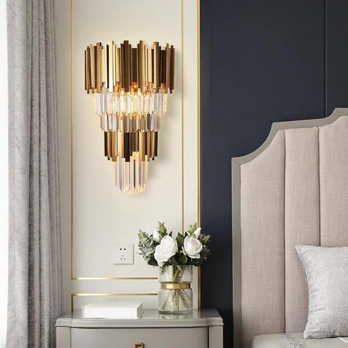 Enoch Three Tier Crystal Wall Sconce - Blushlighting