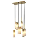 EOS Modern Brass Chandelier - Antique Brass Finish | Alabaster - Blushlighting