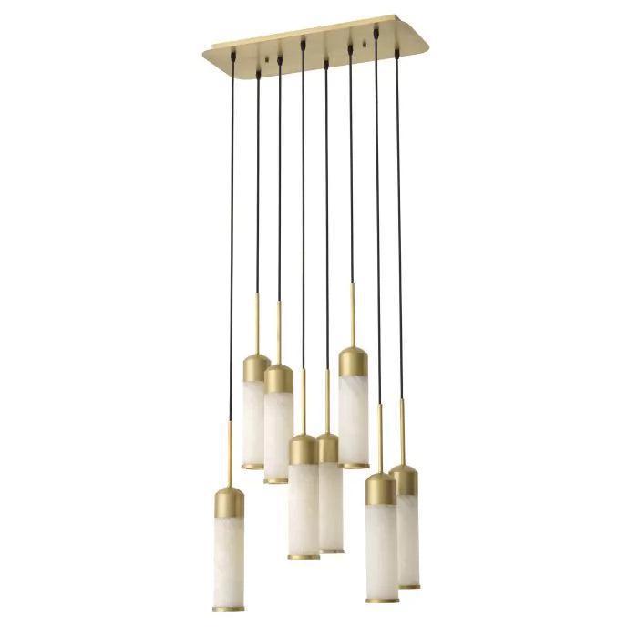 EOS Modern Brass Chandelier - Antique Brass Finish | Alabaster-Blushlighting