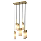 EOS Modern Brass Chandelier - Antique Brass Finish | Alabaster-Blushlighting