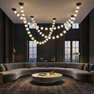 Esle Modern Pearl Necklace Chandelier - Black17 lightBlushlighting