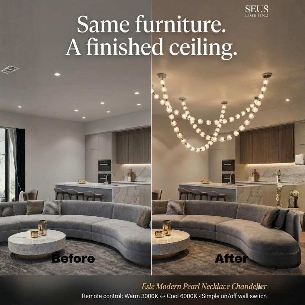 Esle Modern Pearl Necklace Chandelier Seus Lighting