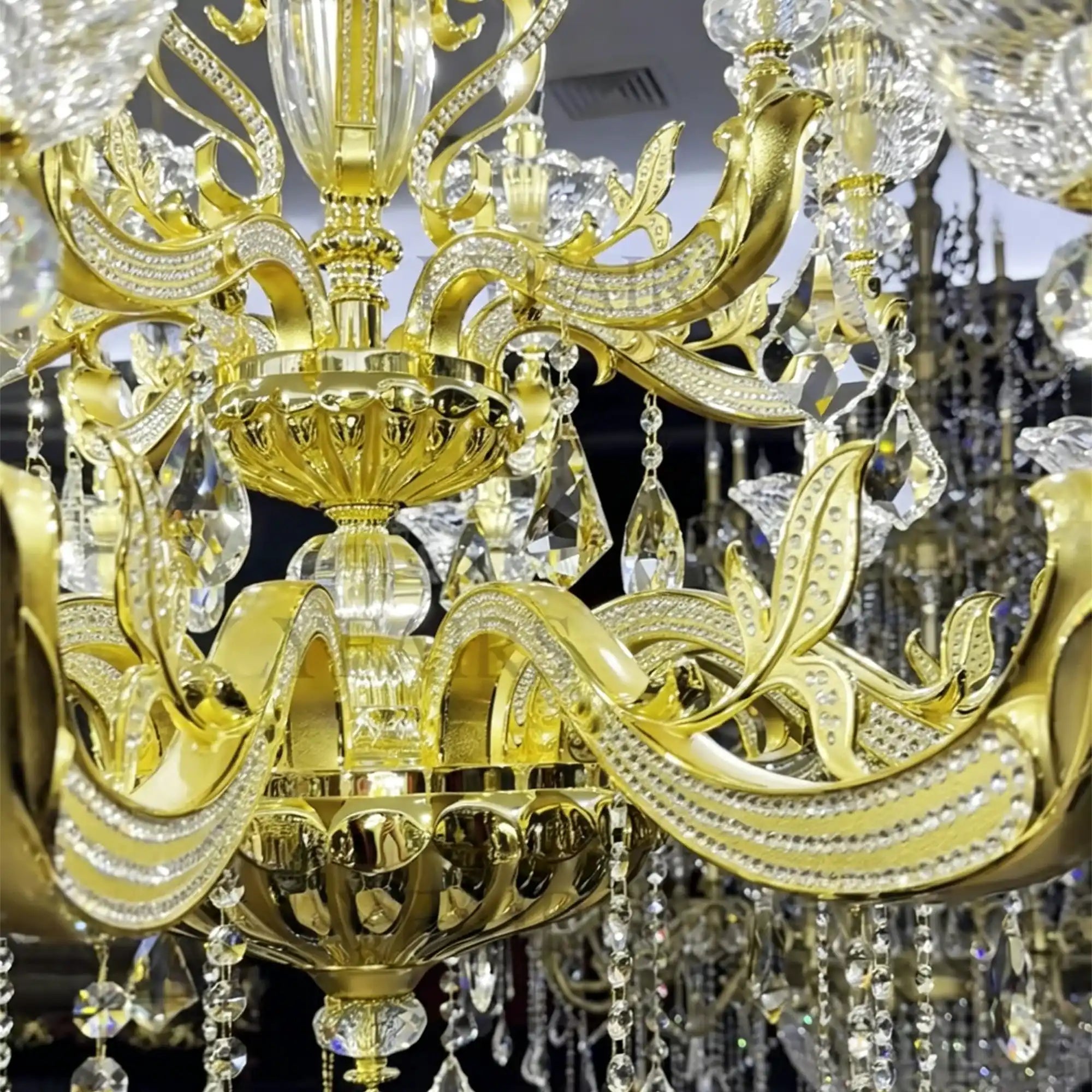 Eternal Baroque Revival Chandelier Series with Diamond - Inspired Crystal - Studded Light Arms - 48 Lights/D77.17"*H109.45"(D196cm*H278cm)Warm LightBlushlighting