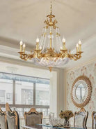 European Style Luxury Crystal Pendant Candle Chandelier for Living Room/Foyer/Entrys/Hallwayr - D15.7"*H26.8"Warm LightBlushlighting