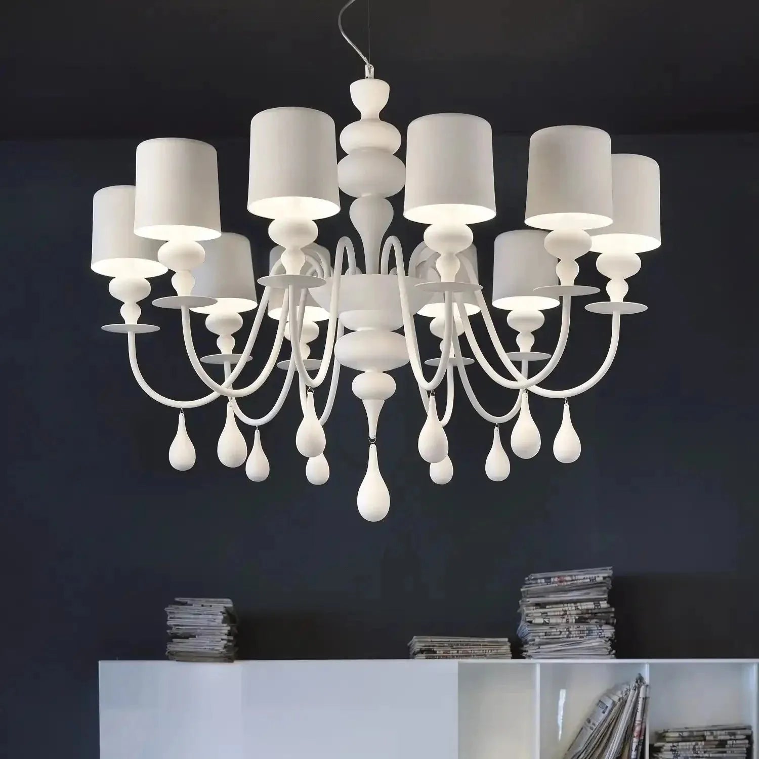 Eva Modern Chandelier 4 Sizes - S5 (5 - Light)Matte WhiteBlushlighting