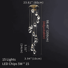 Eve Modern Crystal Chandelier for Staircase - Gold1Cool Light(6000K)Blushlighting