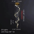 Eve Modern Crystal Chandelier for Staircase - Gold1Cool Light(6000K)Blushlighting