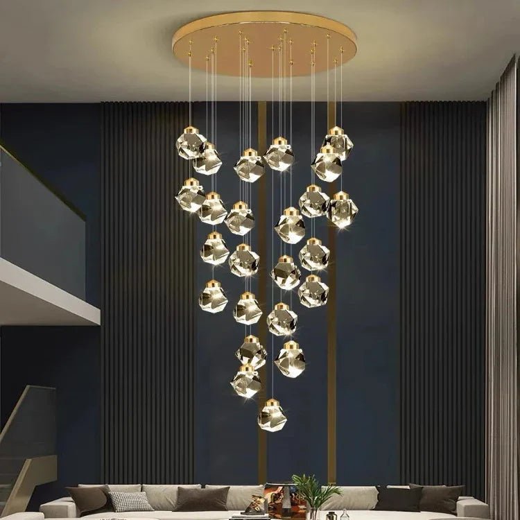 Eve Modern Crystal Chandelier for Staircase - Gold1Cool Light(6000K)Blushlighting