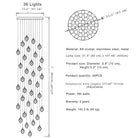 Eve Modern Crystal Chandelier for Staircase - Gold1Cool Light(6000K)Blushlighting