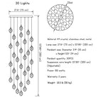 Eve Modern Crystal Chandelier for Staircase - Gold1Cool Light(6000K)Blushlighting