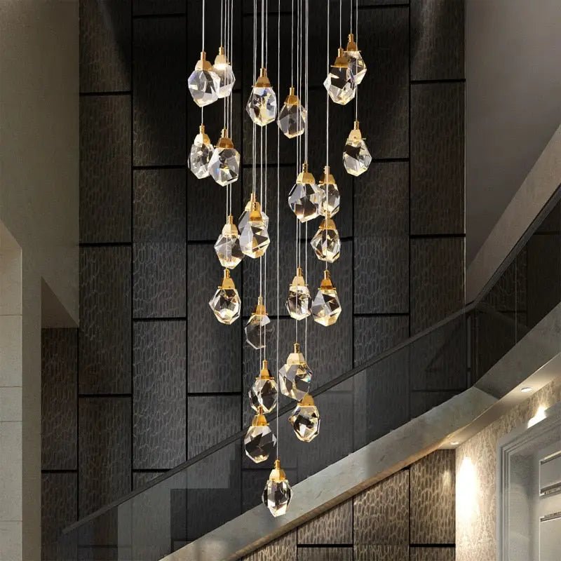 Eve Modern Crystal Chandelier for Staircase - Gold1Cool Light(6000K)Blushlighting