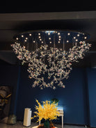 Exquisite Crystal Flower Branch Chandelier for Hotel Foyer and Entryway Ceiling Lighting Fixture-Chandeliers-Blushlighting