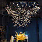 Exquisite Crystal Flower Branch Chandelier for Hotel Foyer and Entryway Ceiling Lighting Fixture-Chandeliers-L47.2" * W17.7" * H47.2"/23.3kg-Chrome Branches+Chrome Canopy-Warm Light-Blushlighting