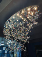 Exquisite Crystal Flower Branch Chandelier for Hotel Foyer and Entryway Ceiling Lighting Fixture-Chandeliers-Blushlighting