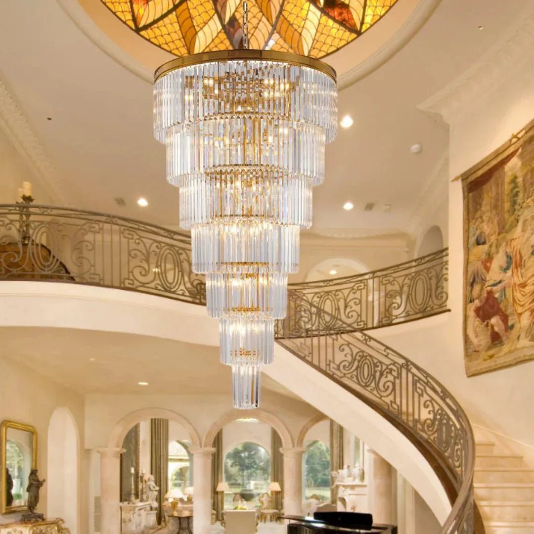 Extra Large 7 - Tier Luxury Crystal Chandelier in Black/Coffee/Gold/Chrome Finish Color - 7 - Tier / D35.5"*H71"BlackWarm LightBlushlighting