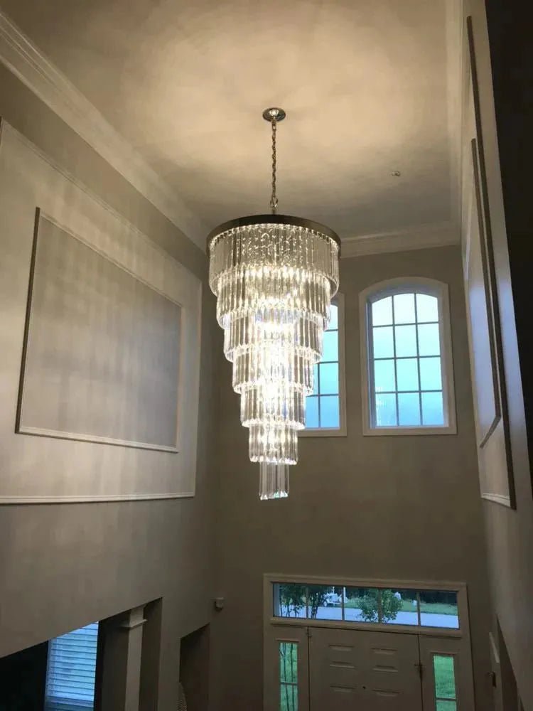Extra Large 7 - Tier Luxury Crystal Chandelier in Black/Coffee/Gold/Chrome Finish Color - 7 - Tier / D35.5"*H71"BlackWarm LightBlushlighting