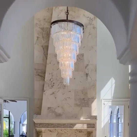 Extra Large 7 - Tier Luxury Crystal Chandelier in Black/Coffee/Gold/Chrome Finish Color - Blushlighting