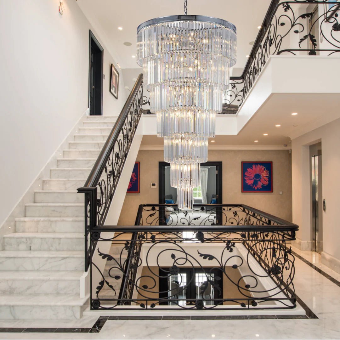 Extra Large 7 - Tier Luxury Crystal Chandelier in Black/Coffee/Gold/Chrome Finish Color - Blushlighting