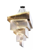 Extra Large Art Multi - tier Aluminum Chain Tassel Chandelier for High - Ceiling Room - L31.5"*W31.5"H63.0"PinkWarm LightBlushlighting