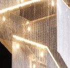 Extra Large Art Multi - tier Aluminum Chain Tassel Chandelier for High - Ceiling Room - L47.2"*W47.2"H78.7"ChromeWhite LightBlushlighting