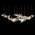 Extra Large Ceramic White Flower Chandelier in Artistic Branch Style for Spacious Living and Dining Room - L47.2"*W23.6"*H21.7"/ 10 Lights (110 Pieces)Warm LightBlushlighting