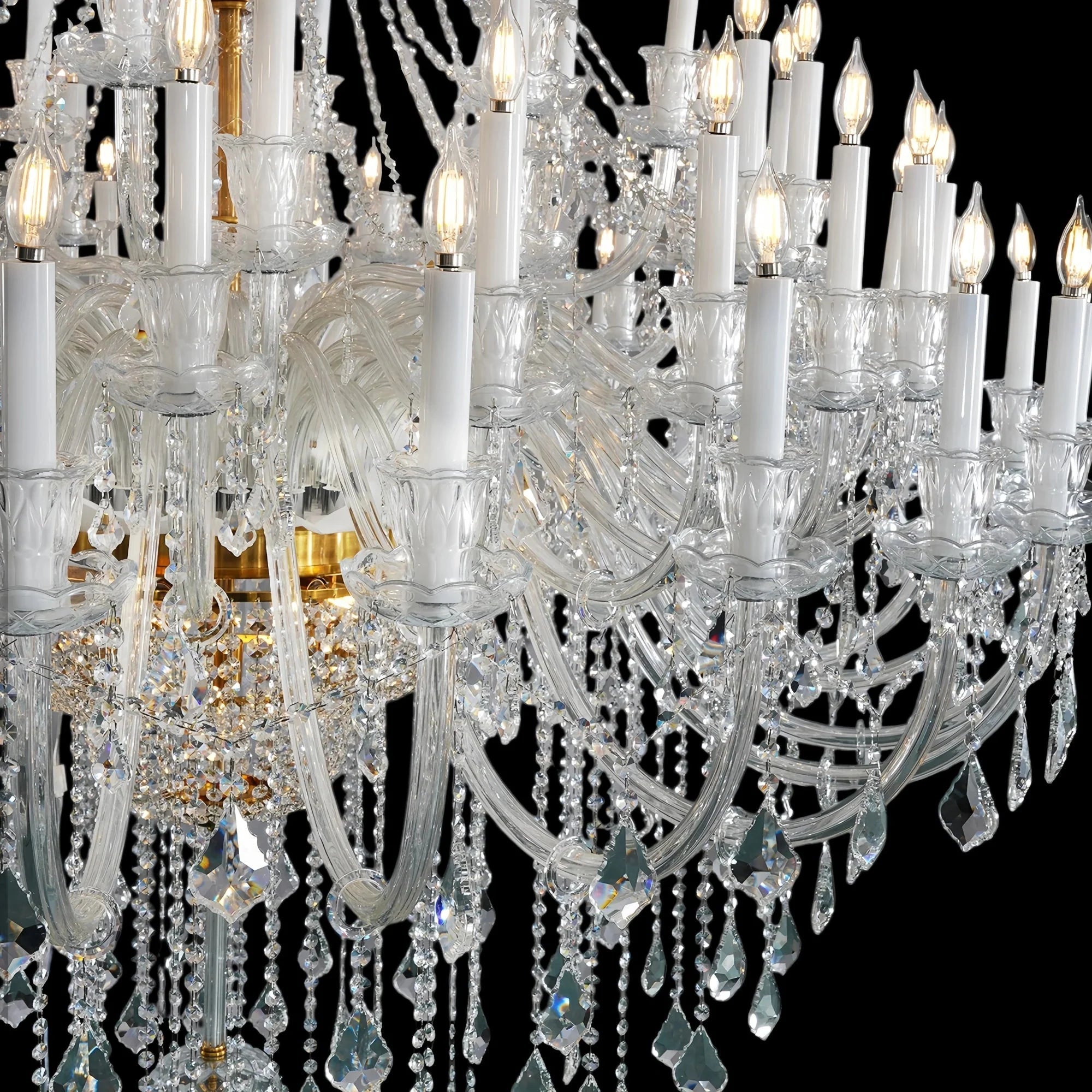Extra Large Classic Traditional Crystal Chandelier 60/72/90 Lights for Showroom, Foyer , Wedding Hall - 60 Lights:D70.9"*H86.6"Warm LightBlushlighting