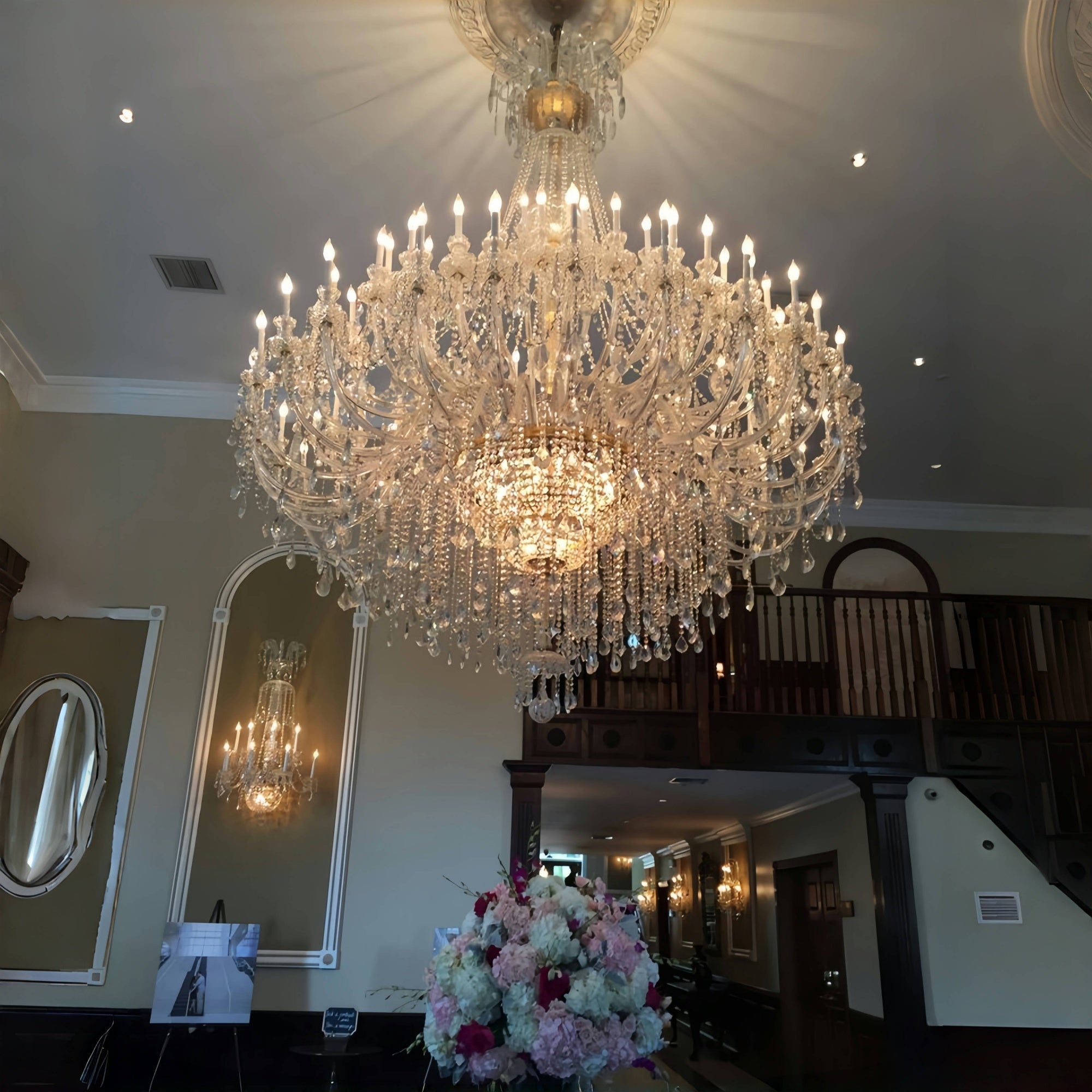 Extra Large Classic Traditional Crystal Chandelier 60/72/90 Lights for Showroom, Foyer , Wedding Hall - 60 Lights:D70.9"*H86.6"Warm LightBlushlighting