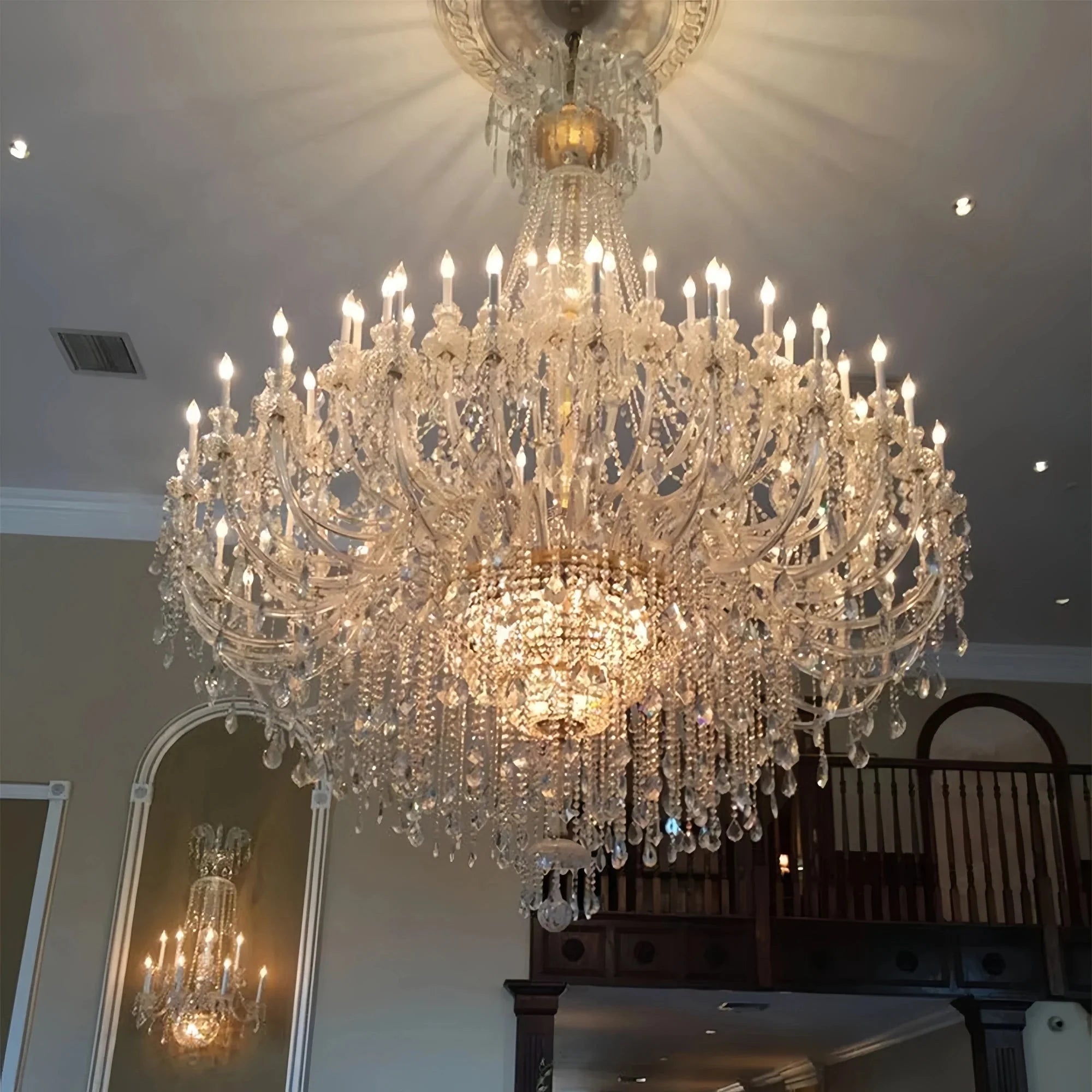 Extra Large Classic Traditional Crystal Chandelier 60/72/90 Lights for Showroom, Foyer , Wedding Hall - 60 Lights:D70.9"*H86.6"Warm LightBlushlighting