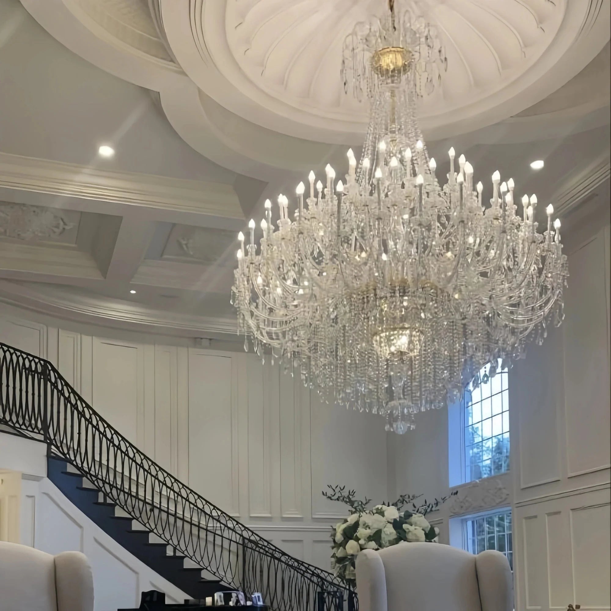 Extra Large Classic Traditional Crystal Chandelier 60/72/90 Lights for Showroom, Foyer , Wedding Hall - 60 Lights:D70.9"*H86.6"Warm LightBlushlighting