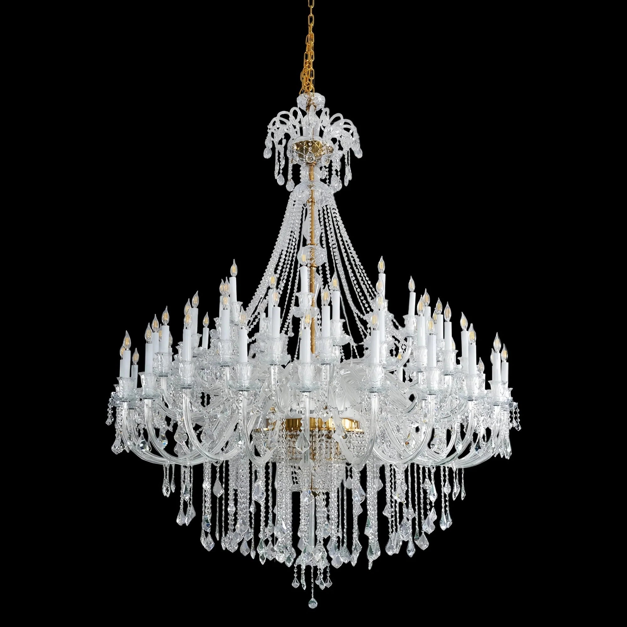 Extra Large Classic Traditional Crystal Chandelier 60/72/90 Lights for Showroom, Foyer , Wedding Hall - 35 Lights: D47.2" *H57.5"Warm LightBlushlighting