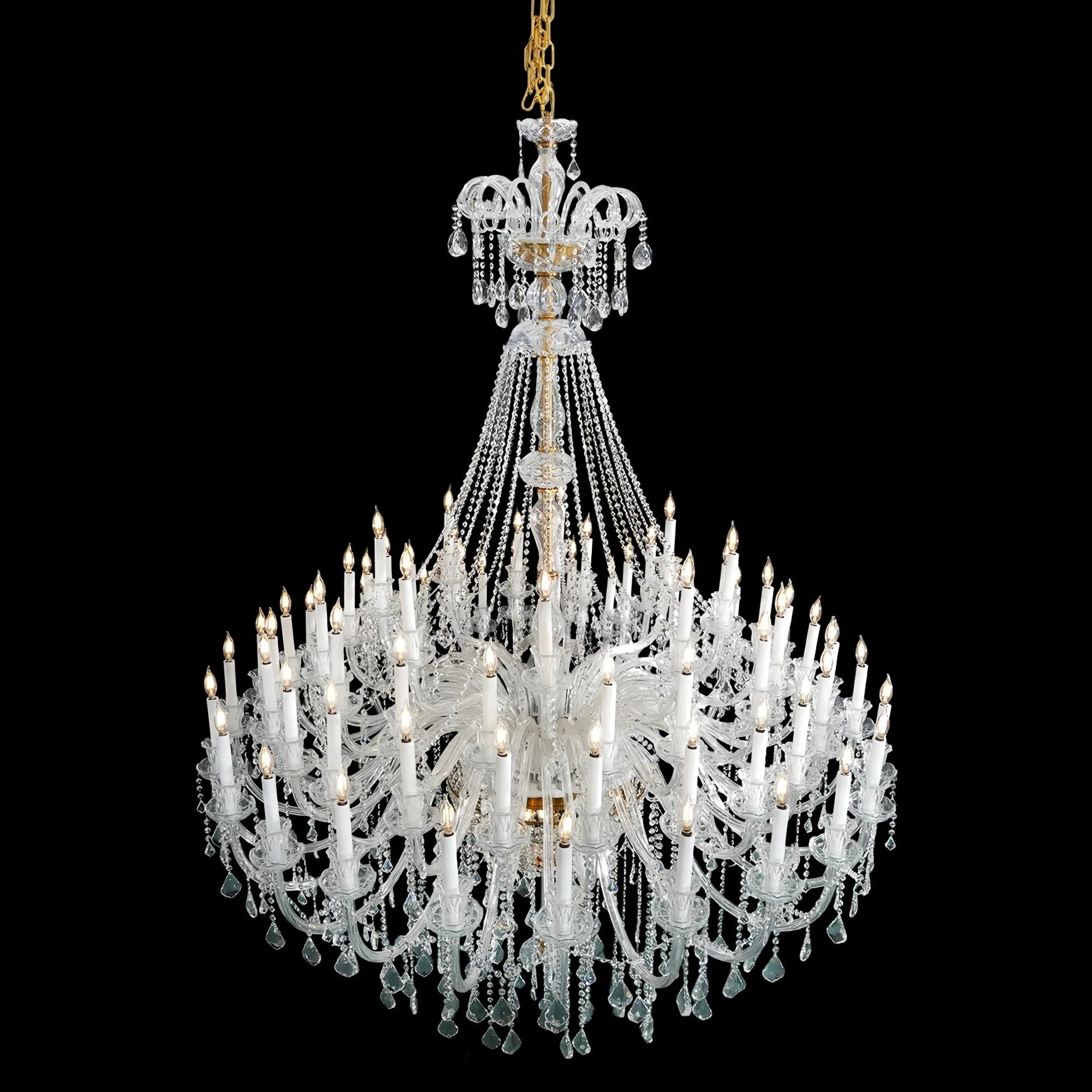 Extra Large Classic Traditional Crystal Chandelier 60/72/90 Lights for Showroom, Foyer , Wedding Hall - 60 Lights:D70.9"*H86.6"Warm LightBlushlighting