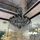 Extra Large Crystal Candle Chandelier in Black Finish for Living Room/Foyer/Staircase/Hotel - 50 Lights / D59.1"*H70.86"Warm LightBlushlighting