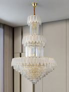 Extra Large Crystal Feather Style Chandelier Long Foyer Staircase Ceiling Lighting Fixture For Living Room - D39.4"*H59.1"Blushlighting