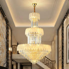 Extra Large Crystal Feather Style Chandelier Long Foyer Staircase Ceiling Lighting Fixture For Living Room - D39.4"*H59.1"Blushlighting