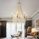 Extra Large European Crystal Beaded Chandelier Candle Light for Stairs / Duplex / Villa - 5 Lights: D20.5"*H25.6"Warm LightBlushlighting