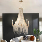 Extra Large European Crystal Beaded Chandelier Candle Light for Stairs / Duplex / Villa - 5 Lights: D20.5"*H25.6"Warm LightBlushlighting