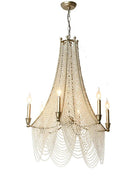Extra Large European Crystal Beaded Chandelier Candle Light for Stairs / Duplex / Villa - 5 Lights: D20.5"*H25.6"Warm LightBlushlighting