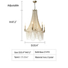 Extra Large European Crystal Beaded Chandelier Candle Light for Stairs / Duplex / Villa - 5 Lights: D20.5"*H25.6"Warm LightBlushlighting