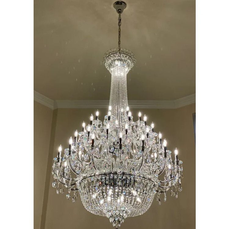 Extra Large European-style Multi-layers Candle Luxury Crystal Chandelier Gold Art Foyer/Staircase Decorative Light Fixture - 4 Layers /52+10 Lights/D57.1"*H78.7"(D145cm*H200cm)/120kgChromeWarm LightBlushlighting