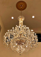 Extra Large European-style Multi-layers Candle Luxury Crystal Chandelier Gold Art Foyer/Staircase Decorative Light Fixture - 4 Layers /52+10 Lights/D57.1"*H78.7"(D145cm*H200cm)/120kgGoldWarm LightBlushlighting
