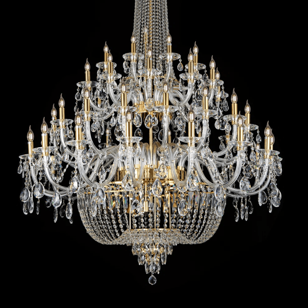Extra Large European-style Multi-layers Candle Luxury Crystal Chandelier Gold Art Foyer/Staircase Decorative Light Fixture - 4 Layers /52+10 Lights/D57.1"*H78.7"(D145cm*H200cm)/120kgChromeWarm LightBlushlighting