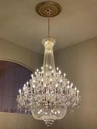 Extra Large European-style Multi-layers Candle Luxury Crystal Chandelier Gold Art Foyer/Staircase Decorative Light Fixture - 4 Layers /52+10 Lights/D57.1"*H78.7"(D145cm*H200cm)/120kgGoldWarm LightBlushlighting